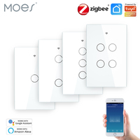 ZigBee przycisk dotykowy na ścianie inteligentny włącznik światła z neutralny/nie neutralny, nie kondensator inteligentne życie/Tuya 2/3 Way Control kompatybilny AlexaGoogle 1